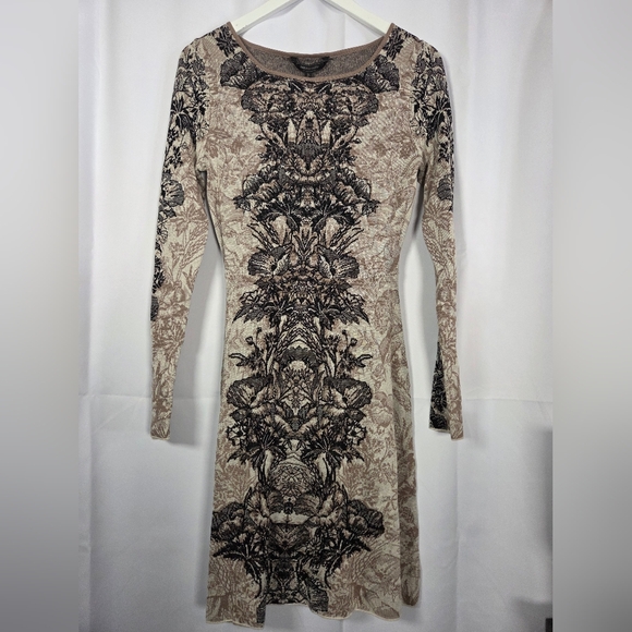 NWT BCBGMAXAZRIA Regan Silk Blend Fit & Flare Sweater Dress Size S $298 - Picture 2 of 7